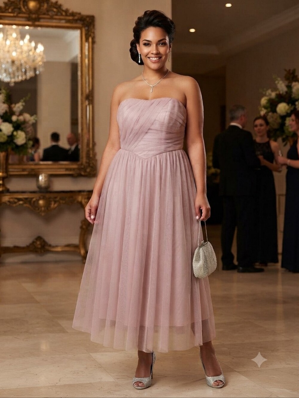 NEW Alfred Angelo dusty rose tulle strapless dress,size 16